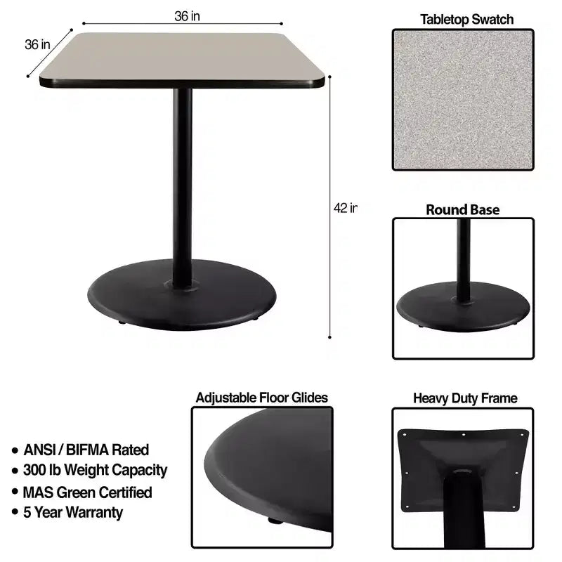 Mesa cuadrada de altura de barra de comedor de 42" de la colección Bennet