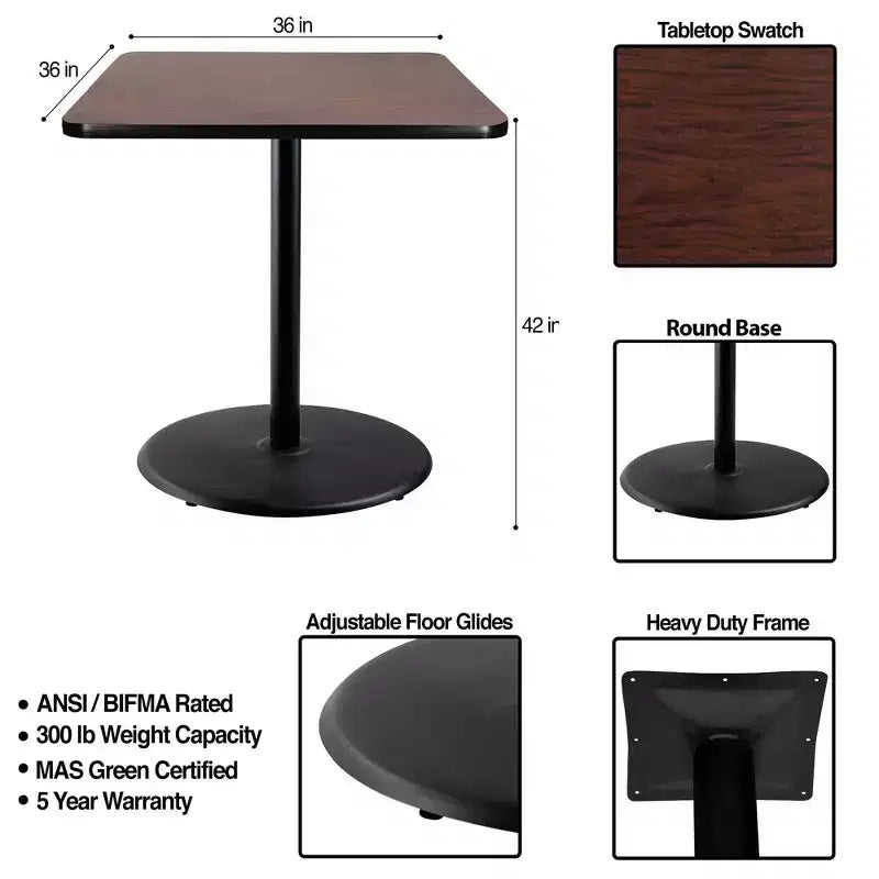 Mesa cuadrada de altura de barra de comedor de 42" de la colección Bennet